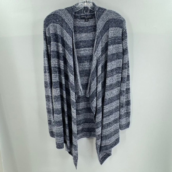 Barefoot Dreams Bamboo Chic Lite Cardigan Sweater Blue Stripe Sz S/M Open Front - Picture 1 of 4